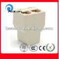 Alta calidad ABS RJ11 hembra a hembra conector de teléfono jack adaptador divisor